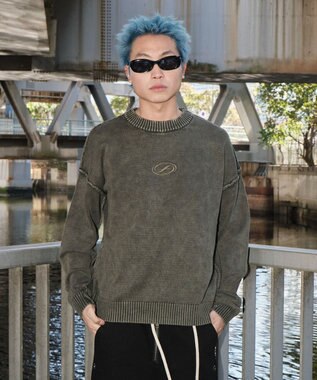 WEGO 【ユニセックス着用ITEM】ピグメントロゴニットプルオーバー カーキ