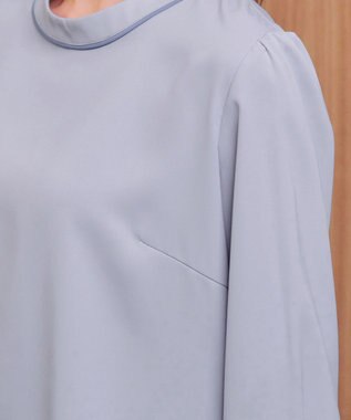 Tiaclasse 【2WAY・洗える】取り外し可能な​配色パイピングボウタイブラウス グレー