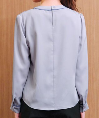 Tiaclasse 【2WAY・洗える】取り外し可能な​配色パイピングボウタイブラウス グレー