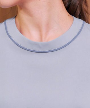 Tiaclasse 【2WAY・洗える】取り外し可能な​配色パイピングボウタイブラウス グレー