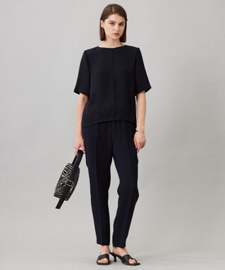 ICB 【UVカット・防シワ・洗える】ライトダブルクロス Tブラウス ネイビー系