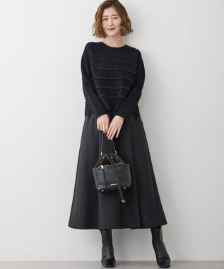 23区 L 【WEB&一部店舗限定/滝沢眞規子さん着用】フリルボーダー ニット ブラック系