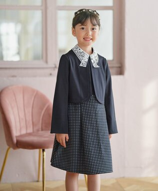 組曲 KIDS 【110-140㎝】 ドットジャガードワンピース＆ジャケットセット