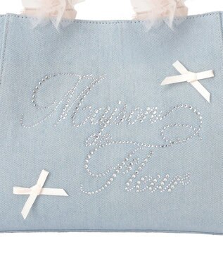 Maison de FLEUR チュールハンドルラインストーンデニムトート Light Blue