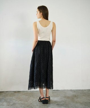 GRACE CONTINENTAL エンブロイダリーロングスカート ブラック