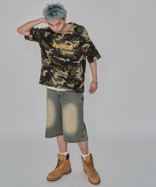 WEGO 【ユニセックス着用ITEM/MLサイズ展開】カモフラグラフィックT（SS） グリーン