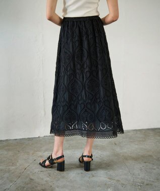 GRACE CONTINENTAL エンブロイダリーロングスカート ブラック