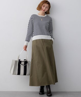 23区 S 【洗える】ストレッチギャバ チノ スカート カーキ系