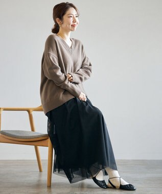 UNFILO L チュールスカート ブラック