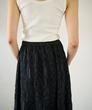 GRACE CONTINENTAL エンブロイダリーロングスカート ブラック