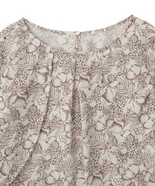 YECCA VECCA ラインフルーツ柄ラッフルブラウス Beige