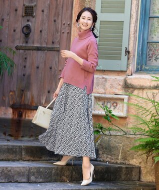 Tiaclasse 【洗える】もっちり柔らかいリブタートルプルオーバーニット ローズピンク