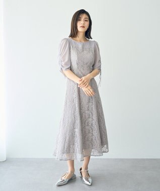 YECCA VECCA レース切替フレアドレス Gray