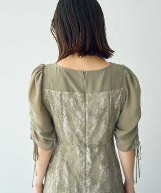 YECCA VECCA レース切替フレアドレス Khaki