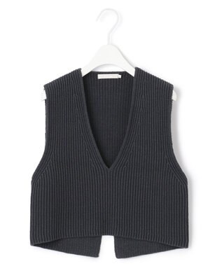 ICB 【洗える】 コットンテープリブベスト チャコール系