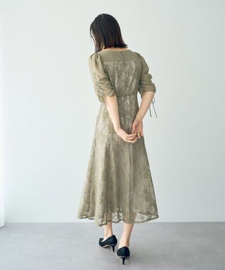 YECCA VECCA レース切替フレアドレス Khaki