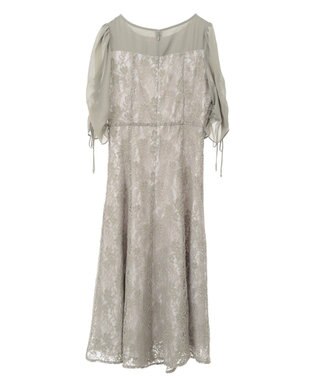 YECCA VECCA レース切替フレアドレス Khaki