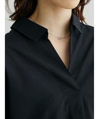 Green Parks 綿麻混スキッパーシャツ Black