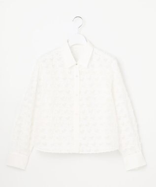 自由区 シアージオメトリックジャカードクロップド丈 ブラウス オフ