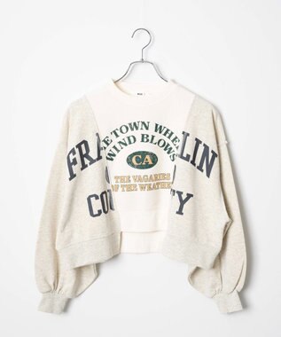 WEGO リメイク風切り替えショートスウェット オートミール