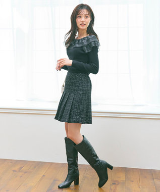 Feroux プリーツミニ スカート ブラック系1