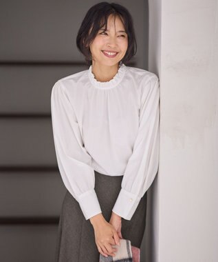 ANY 【手洗い可能/抗菌防臭/UVカット/速乾】フリルモックブラウス オフ