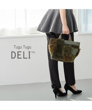 ROOTOTE 3652【フェイクファーのパッチワーク】SC.デリ.ツグツグ-A 02：カーキ