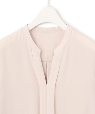 ICB 【人気のため新柄追加・洗える】Back Satin Amunzen キーネック長袖ブラウス ピンク系