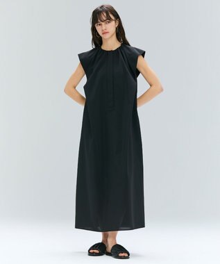 BEIGE， 【洗える/接触冷感/速乾/UVケア対応】BATEAU / フレンチスリーブAラインタックワンピース Black