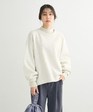 Green Parks 配色リブニットドッキング裏起毛プルオーバ Oatmeal