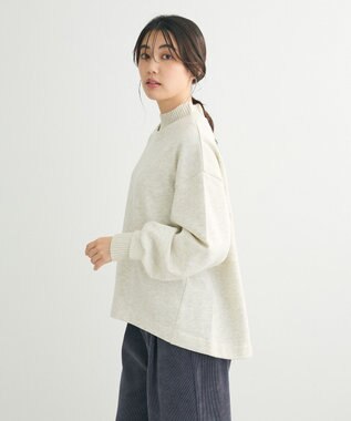 Green Parks 配色リブニットドッキング裏起毛プルオーバ Oatmeal