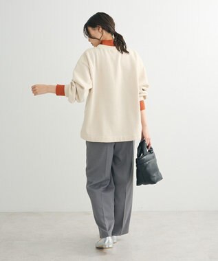 Green Parks 配色リブニットドッキング裏起毛プルオーバ Beige