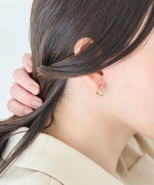 Phoebe 〈アレルギー対応〉シャイニーダブルフープセラミックピアス　ゴールド ゴールド