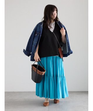 Te chichi コットンボイルティアードスカート《2026 spring catalog item》 グリーン