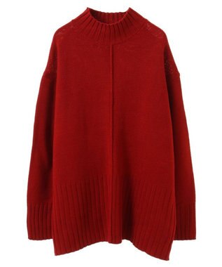 Green Parks 洗えるモックネックニットプルオーバー Red