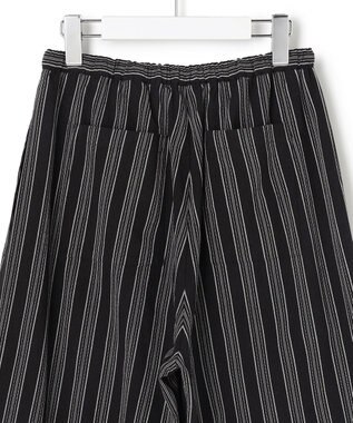 J.PRESS YORK STREET 【WOMEN】リネンストライプ イージーワイド パンツ ブラック系1