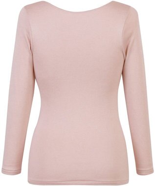 Wing あったかインナー 綿混 裏起毛 よく伸びる素材 【ラクのびサーモ】 8分袖 長袖 秋 冬 EL6813 ウイング／ワコール シェルピンク