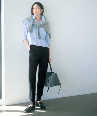 UNFILO 【抗菌防臭】イージーケア クロップド シャツ スカイブルー