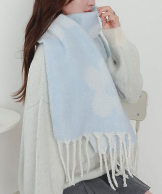 WEGO 【マフラー/ユニセックス着用】ワイドフリンジストール