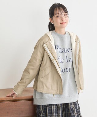 earth music&ecology パーカー付きミリタリーブルゾン