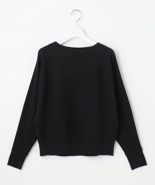 自由区 【洗える/セット可】レーヨンストレッチ ドルマンスリーブニット ブラック系