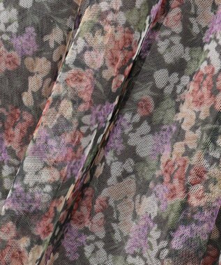 ANY KIDS 花柄 チュール フレア スカート ライトグレー系