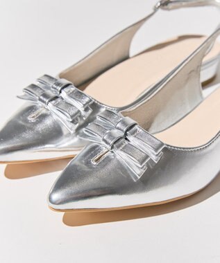 AMERICAN HOLIC ダブルリボンミュールサンダル Silver