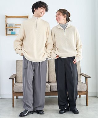 WEGO オーバーフィットハーフジッププルオーバー ホワイト