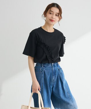 Green Parks ・Ｐｅｔｉｔ　Ｆｌｅｕｒ　アシンメトリーフリルＴＥＥ Gray Mixture