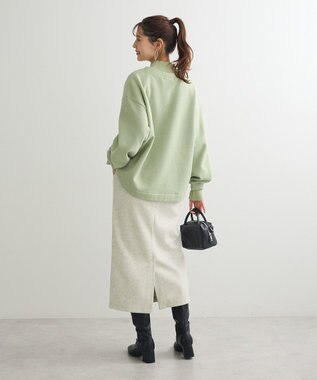 Green Parks 配色リブニットドッキング裏起毛プルオーバ Light Green