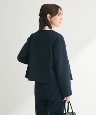 Green Parks ef-de ツイードノーカラージャケット Navy