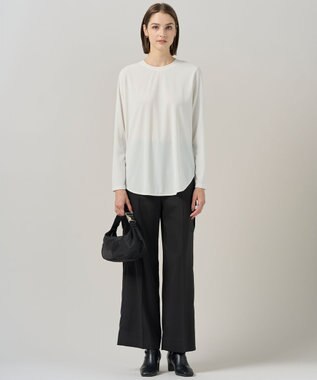 ICB L 【マシンウォッシャブル可】ライトトリコット バックスリット入り長袖プルオーバー オフホワイト系