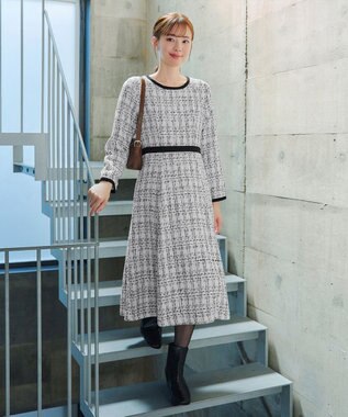 Tiaclasse L 【安田美沙子さん着用・洗える】配色ツイードワンピース