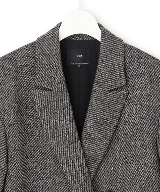 23区 【先行予約】ループミックスツイード ダブルブレスト ジャケットコート ブラック系